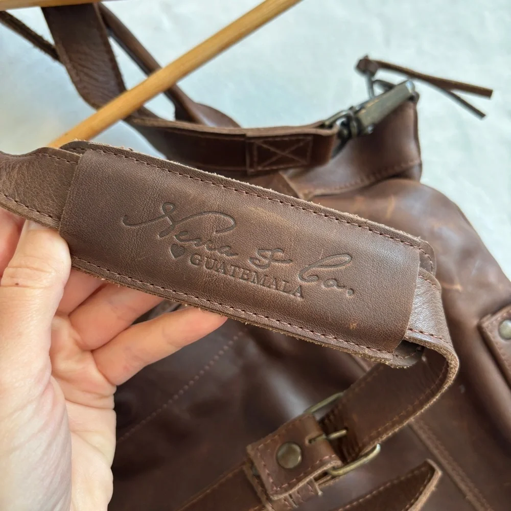 Nena & Co. Brown Leather Tote purse‎ the perfect bag the collective logo